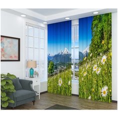 Фотошторы блэкаут "Альпийские травы", 145*260 см, 2 шт. Сирень