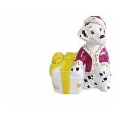 Скульптура. Дулевский фарфоровый завод. Собака с подарком. Высота 10 см.