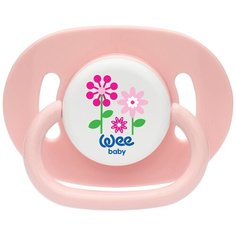 WeeBaby Соска-Пустышка в форме "вишенки" с овальным щитком, с 6 мес., розовый