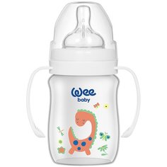 WeeBaby Бутылочка Classic Plus для кормления из ПП с широким горлышком и ручками 150мл.,Динозаврик