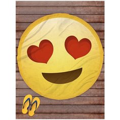 Покрывало пляжное sfer.tex Смайлик Emoji 145 см круг Глаза сердечки