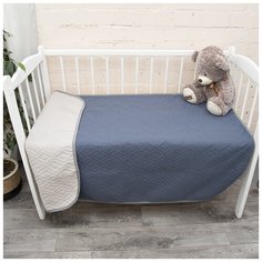 Покрывало ультрастеп в детскую кроватку - Облегченное одеяло двухстороннее, Вселенная текстиля, Полиэстер, цвет синий-св.бежевый 105х150 см