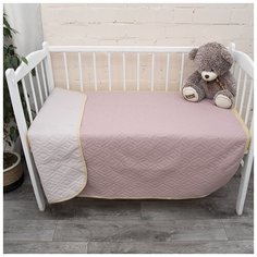 Покрывало ультрастеп в детскую кроватку - Облегченное одеяло двухстороннее, Вселенная текстиля, Полиэстер, цвет пыльная роза-бежевый 105х150 см