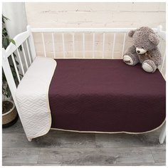 Покрывало ультрастеп в детскую кроватку - Облегченное одеяло двухстороннее, Вселенная текстиля, Полиэстер, цвет бордовый-бежевый 105х150 см