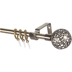 Карниз металлический LM DECOR Лайт однорядный Ø16мм с наконечником Ажур 3,0м, АНТИК