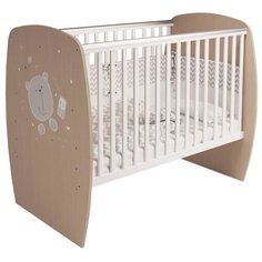 Кроватка Polini kids French 700, Teddy, белый-дуб пастельный