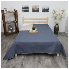 Покрывало ультрастеп - Облегченное одеяло двухстороннее, Вселенная текстиля, Полиэстер, цвет синий-св.бежевый, 2-х сп (180х210см)