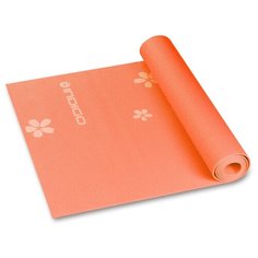 Коврик для йоги и фитнеса INDIGO PVC с рисунком Цветы YG03P 173*61*0,3 см Оранжевый