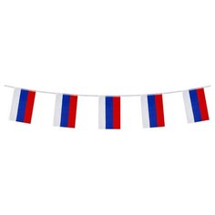 Гирлянда из флагов России, длина 5 м, 10 прямоугольных флажков 20х30 см, BRAUBERG, 550185, RU25