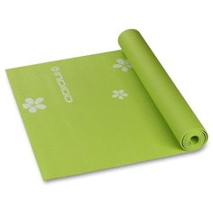 Коврик для йоги и фитнеса INDIGO PVC с рисунком Цветы YG03P 173*61*0,3 см Зеленый