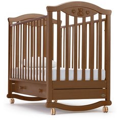Кроватка Nuovita Lusso (колесо) (качалка), на полозьях темный орех