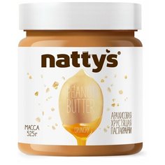 Nattys Паста арахисовая Crunchy хрустящая с кусочками арахиса и мёдом, 525 г