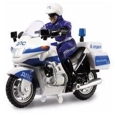 Мотоцикл ТЕХНОПАРК ДПС с фигуркой (CT-1247) 1:43, белый/синий