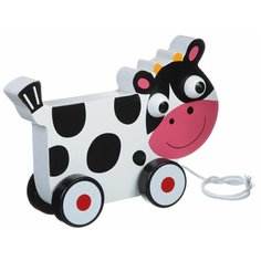 Каталка-игрушка BONDIBON Коровка (ВВ1498) белый,черный,розовый