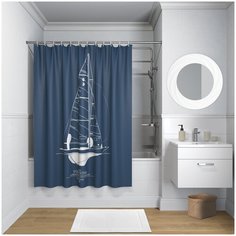 Штора для ванной IDDIS B32P218i11 180x200 темно-синий
