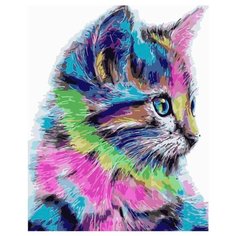 Цветной Картина по номерам "Разноцветная кошка" 40х50 см (MG2077)