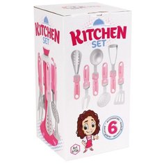 Набор посуды ТехноК 6726 розовый/серый