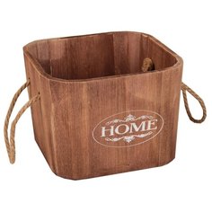Доляна Короб для хранения HOME, 20 х 20 х 15 см коричневый