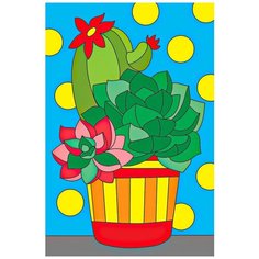 Рыжий кот Картина по номерам Красивые кактусы, 10х15 см, X-9359