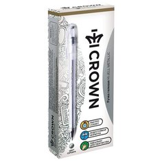 CROWN Набор гелевых ручек Hi-Jell Metallic, 12 шт, 0.5 мм, серебро металлик цвет чернил