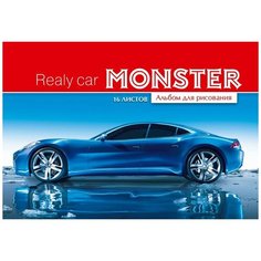 Альбом для рисования Prof-Press Ярко-синее авто 29.7 х 21 см (A4), 100 г/м², 16 л. Проф Пресс