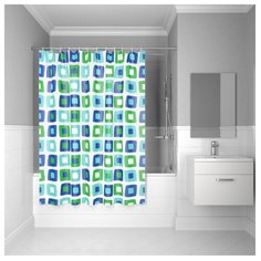 Штора для ванной IDDIS P32PV11i11 180x180 белый/синий/зеленый