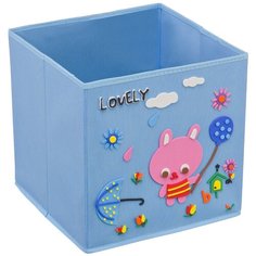 Кофр с аппликацией "Зайка с шариком", Д300 Ш300 В300, голубой Handy Home
