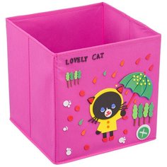 Кофр с аппликацией "Черный кот", Д300 Ш300 В300, розовый Handy Home