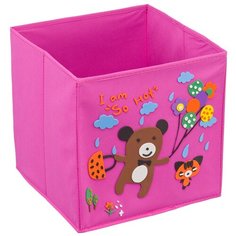 Кофр с аппликацией "Мишка с котиком", Д300 Ш300 В300, розовый Handy Home