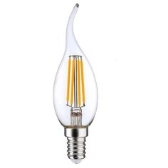 Лампа OSRAM LED Star E14 свеча на ветру BA (CW) 5Вт, филаментная, светодиодная, 600 лм, эквивал. 50Вт, тёплый свет 2700К