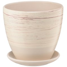 Керамический горшок с подставкой Волна, 1,4л., Д145 Ш145 В130, бежевый Engard