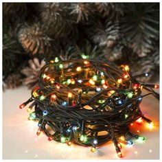 Гирлянда Luazon Lighting Нить, 5, 5 м, 140 ламп, 220V, 8 режимов, нить темная, свечение мульти (670999)