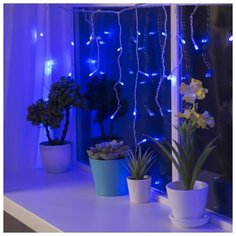 Гирлянда Luazon Lighting "Бахрома", 1,8*0,5 м, LED-48-220V, 8 режимов, нить прозрачная, свечение синее (3556831)