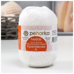 Пряжа Пехорский текстиль "Крапивная", 100% крапива, 250 м/50 гр, (01-Белый) Пехорка
