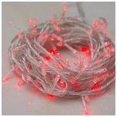 Гирлянда Luazon Lighting Нить, 10 м, LED-100-220V, 8 режимов, нить прозрачная, свечение красное (3556786)