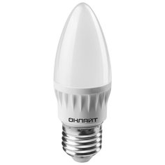 ЛАМПА СВЕТОДИОДНАЯ (LED) "ОНЛАЙТ" C37 СВЕЧА 10W 2700 К E14, МАТОВ., ТЕПЛ. СВЕТ 61 956