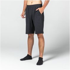 Шорты для фитнеса хлопковые эласт. длинные с карманами на молнии серые с принтом, размер: M, цвет: Угольный Серый NYAMBA Х Декатлон Decathlon