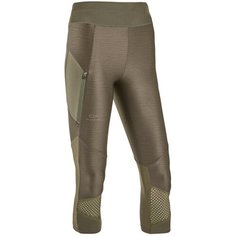 Тайтсы для бега женские RUN DRY+ FEEL хаки, размер: S / W28 L31, цвет: Тёмный Хаки/Чёрно-Зелёный Цвет KALENJI Х Декатлон Decathlon