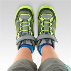 Ботинки водонепрониц. д/походов детские разм. 28–34 на липучке серые MH120 MID, размер: EU30, цвет: Антрацитовый Серый/Светлый Графит/Светлый Графит QUECHUA Х Декатлон Decathlon