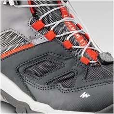 Ботинки водонепрониц. д/походов дет. со шнуровкой разм. 35–38 сер. CROSSROCK MID, размер: 35, цвет: Светлый Графит/Угольный Серый QUECHUA Х Декатлон Decathlon