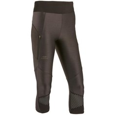 Тайтсы 3/4 для бега женские DRY+ FEEL черные, размер: S / W28 L31, цвет: Черный/Черный KALENJI Х Декатлон Decathlon