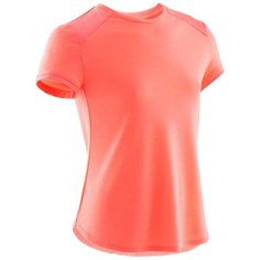Футболка с короткими рукавами дышащая гимнастическая для девочек коралловая 500, размер: 7-8 лет (123-130 см), цвет: Неоновый Персиковый/Неоновый Персиковый DOMYOS Х Декатлон Decathlon