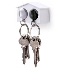 Держатель+брелок для ключей двойной Qualy Mini Sparrow белый-черный