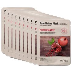 Secriss маска тканевая Pure Nature Mask Pack Pomeganate с экстрактом граната, 25 мл, 10 уп.