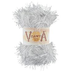 Пряжа Visantia "TRAFKA SALUT" 80% полиэстер, 20% люрекс №0065 БЕЛЫЙ с люрексом под серебро - 5 мотков по 200 гр