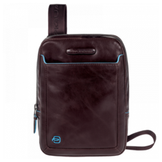 Мужская вертикальная сумка с плечевым ремнем Piquadro Blue Square коричневая