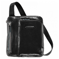 Мужская кожаная сумка с плечевым ремнем Piquadro Blue Square черная