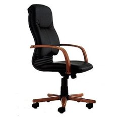 "Офисное кресло Мара П кожа дерево черный, темный орех" Futura