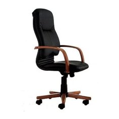 "Офисное кресло Мара П кожа дерево черный, орех" Futura