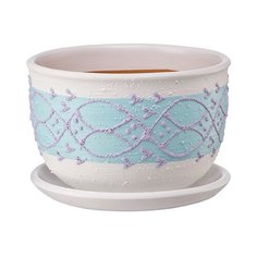 Керамический горшок "Узоры" 0,5л., Д128 Ш128 В90, мятный Engard